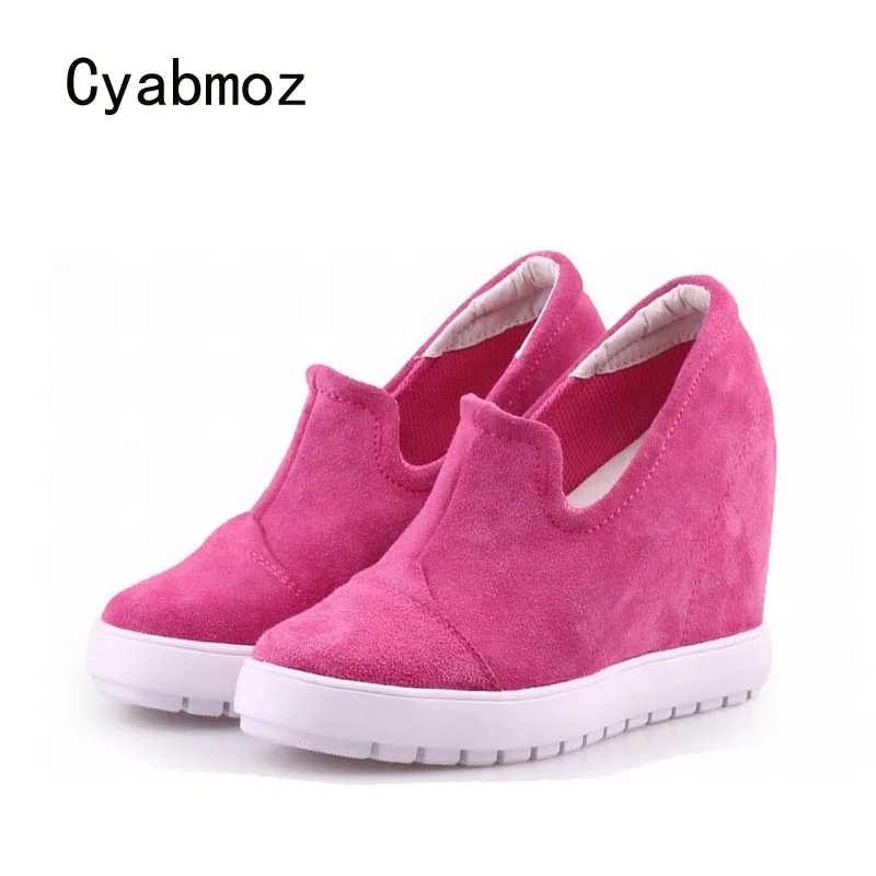 Туфли Cyabmoz женские из натуральной кожи платформа высокий каблук танкетка