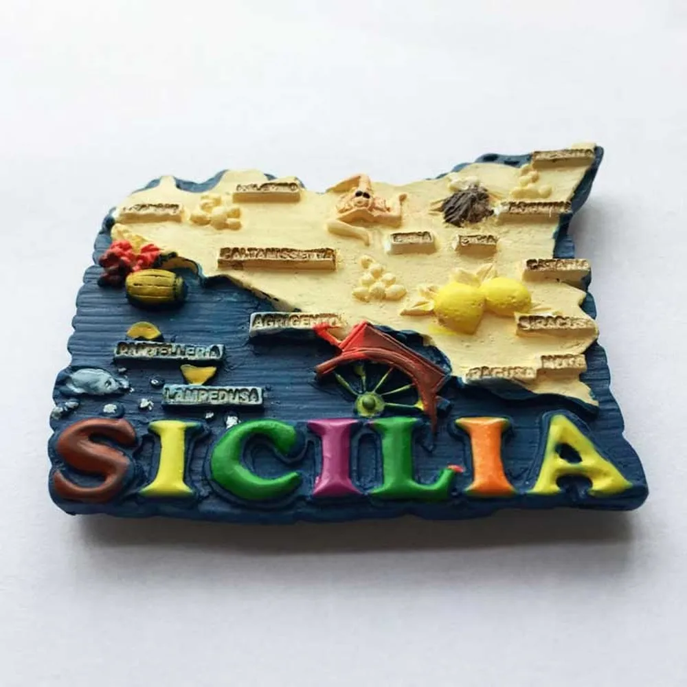 BABELEMI Italy Sicily Fridge Magnet 3D Resin Tourist Souvenirs Sicilia Magnetic Refrigerator Stickers Home Decoration|Магниты на