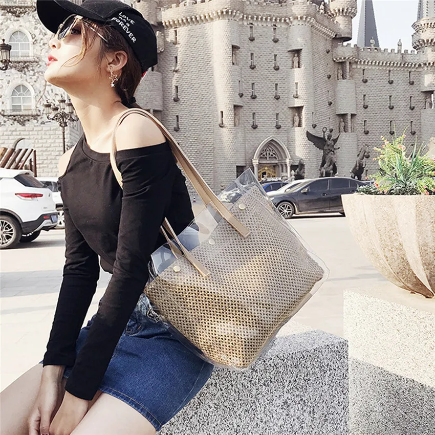Micom Бали пляжная сумка женская летняя прозрачная ротанга повседневная сумки для