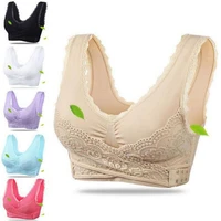 lingerie lace solid color cross side buckle without rims gathered sports underwear sleep bras