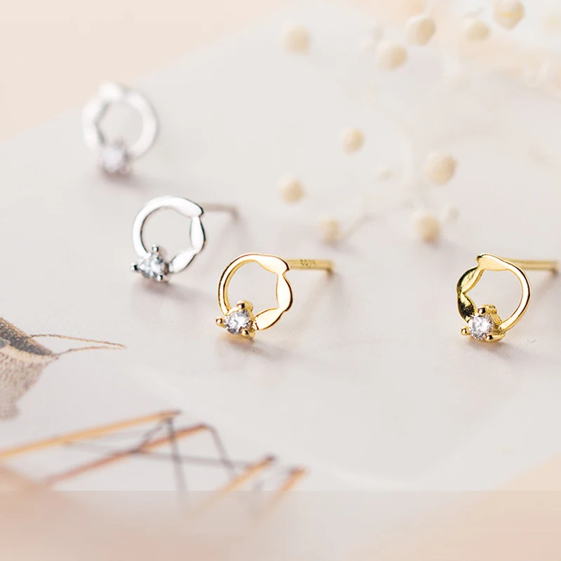 Женские серьги пусеты с цирконием PONYKISS вечерние из 100% стерлингового серебра 925