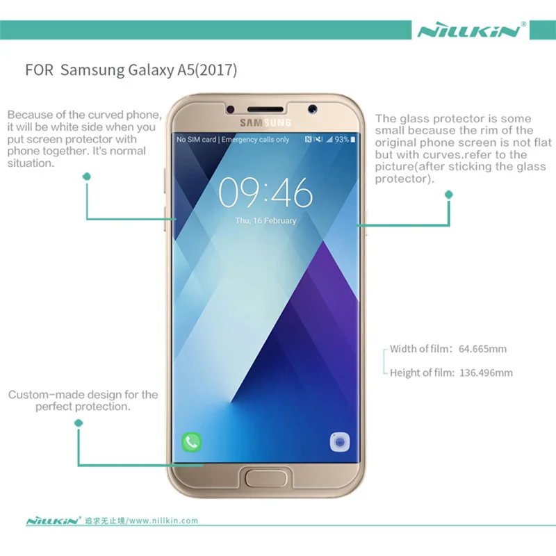 NGU 9H для Samsung Galaxy A5 2017 прозрачное стекло полное покрытие Защитная пленка