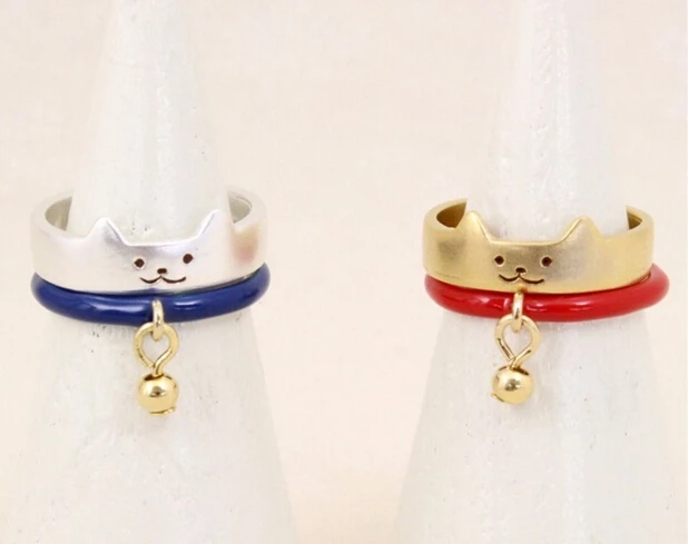 Timlee R147 бесплатная доставка милые маленькие кольца на палец в виде котика 2