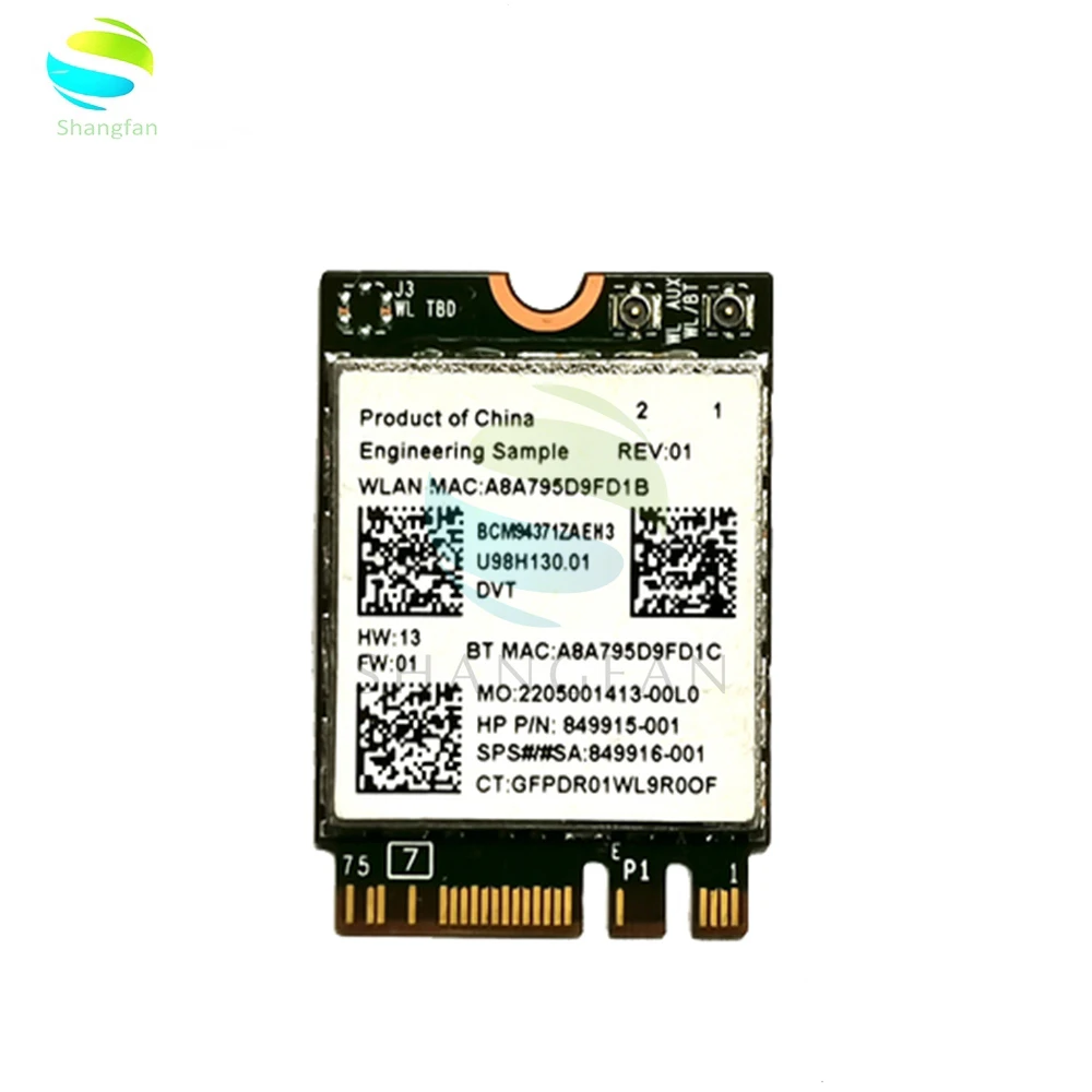 Broadcom BCM94371ZAE BCM94371 BCM4371 802 11 AC NGFF M2 867 Мбит/с Wi Fi и Bluetooth 4 1 Combo SPS 843549 001 беспроводная