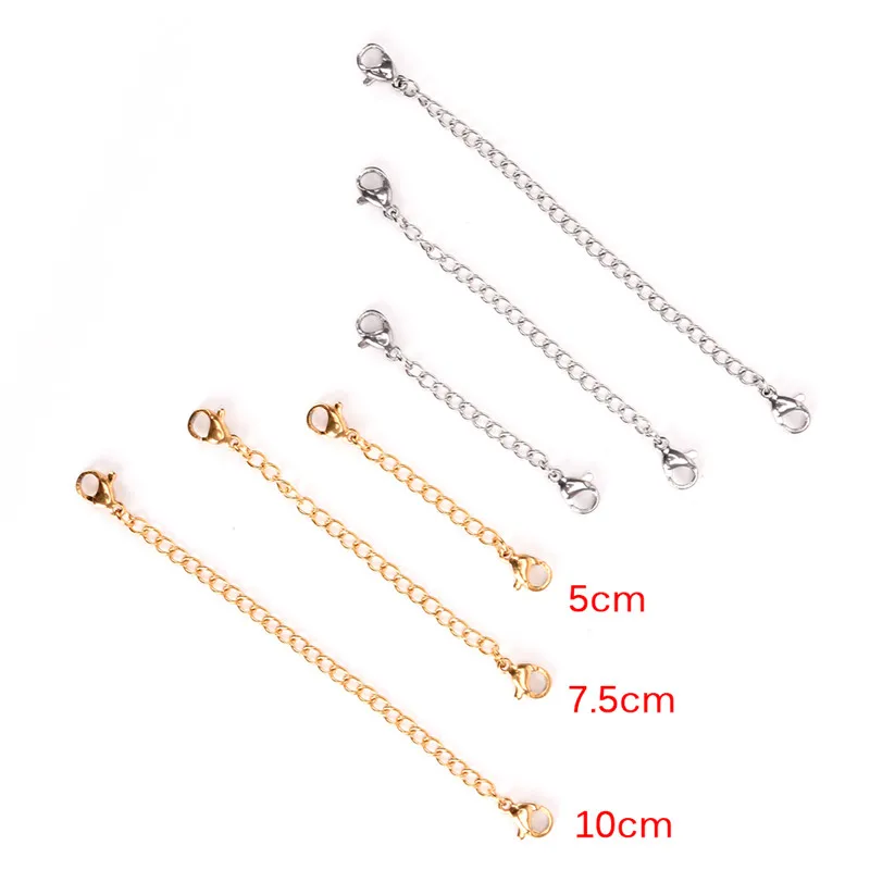 

Silver Gold Color Necklace Extension Chain 50mm/75mm/100mm Bracelets Anklets For DIY Jewelry Making Materials