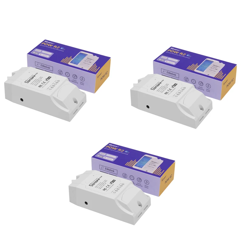 3PCS 1/2/3/4/5/10pcs SONOFF POW R2 Basic Smart Wifi Switch APP Power Consumption Monitor Measurement with Alexa Google Home - Bundle: 3PCS