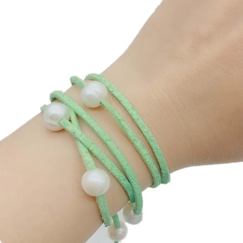 LJHMY Natural Genuine Freshwater Potato Pearl Fringe Wrap Bracelet Long Suede Soft Real Pearls Beads Bracelets Women For Summer | Украшения