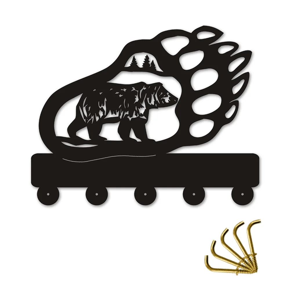 1 шт медведь животного тень силуэта настенные крючки Творческий Bear Paw стены Книги