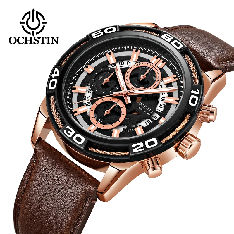 

2019 relogio masculino OCHSTIN watches men Fashion Sport Leather Band watch Quartz Business Wristwatch reloj hombre