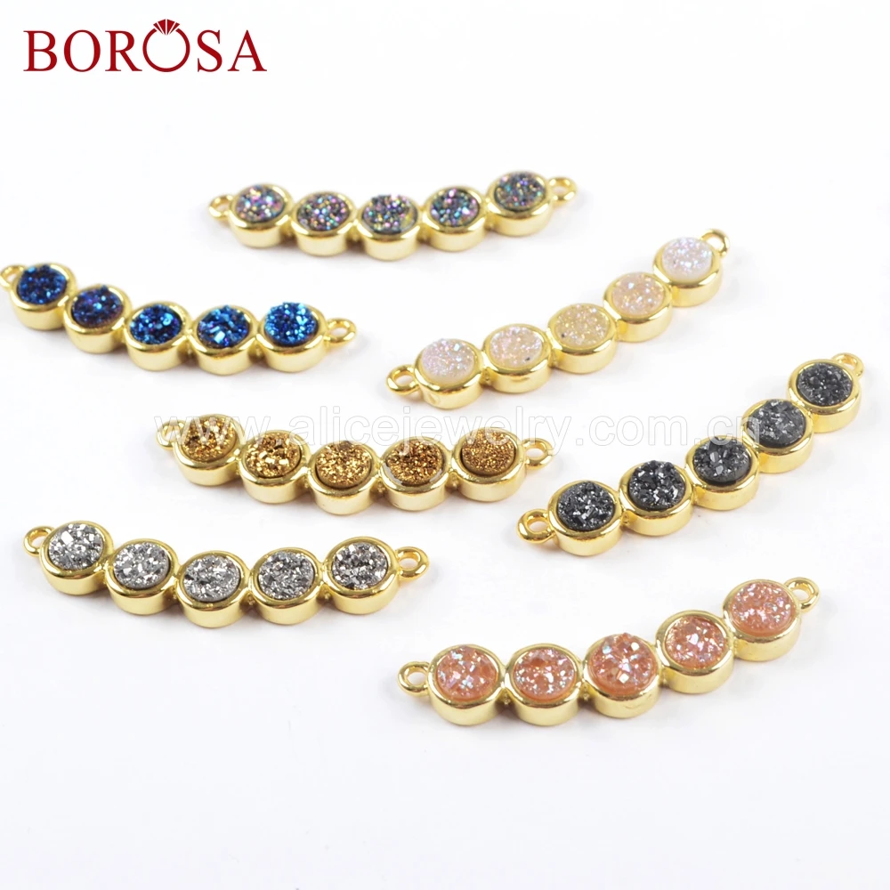 BOROSA 5 шт. смешанных цветов Пять круглых друзных бусин Золотые разъемы ободок