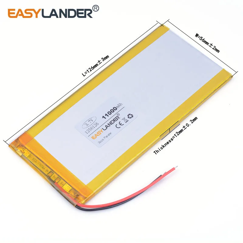3 7 В 11000 мАч 1256126 полимерный литий-ионный аккумулятор для POWER BANK MP3 MP4 tablet pc