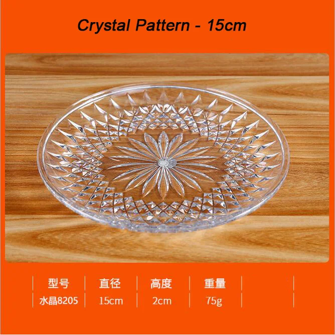 Round-Crystal 15cm Высокопрозрачная акриловая тарелка для десерта, фруктовая тарелка для закуски, десертный поднос, вечерние, праздничные стойки для торта, поднос для выпечки, посуда - Цвет: Round-Crystal 15cm