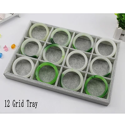 12 Grid Tray Высокое качество ювелирных изделий дисплей лоток набор серый бархатное ожерелье браслет, серьги, кольцо лоток для драгоценных изделий - Цвет: 12 Grid Tray