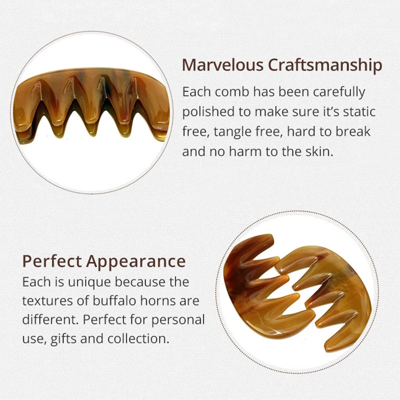 Натуральная большая зубная щетка ручной работы из рога буйвола Антистатическая