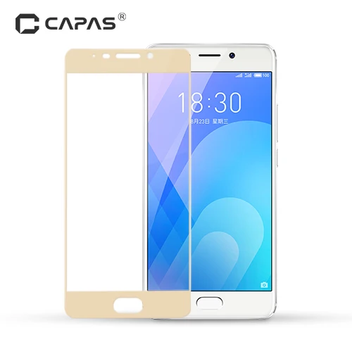 Для Meizu M6 Note протектор экрана из закаленного стекла для Meizu M6 Note CAPAS бренд почти полное покрытие защитная пленка черное золото - Цвет: Gold