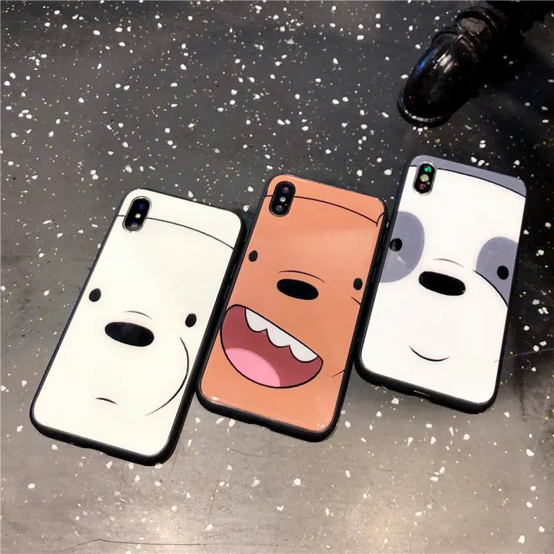 KISSCASE роскошный мягкий чехол из закаленного стекла для iPhone 6 S 7 8 Plus X Забавные милые