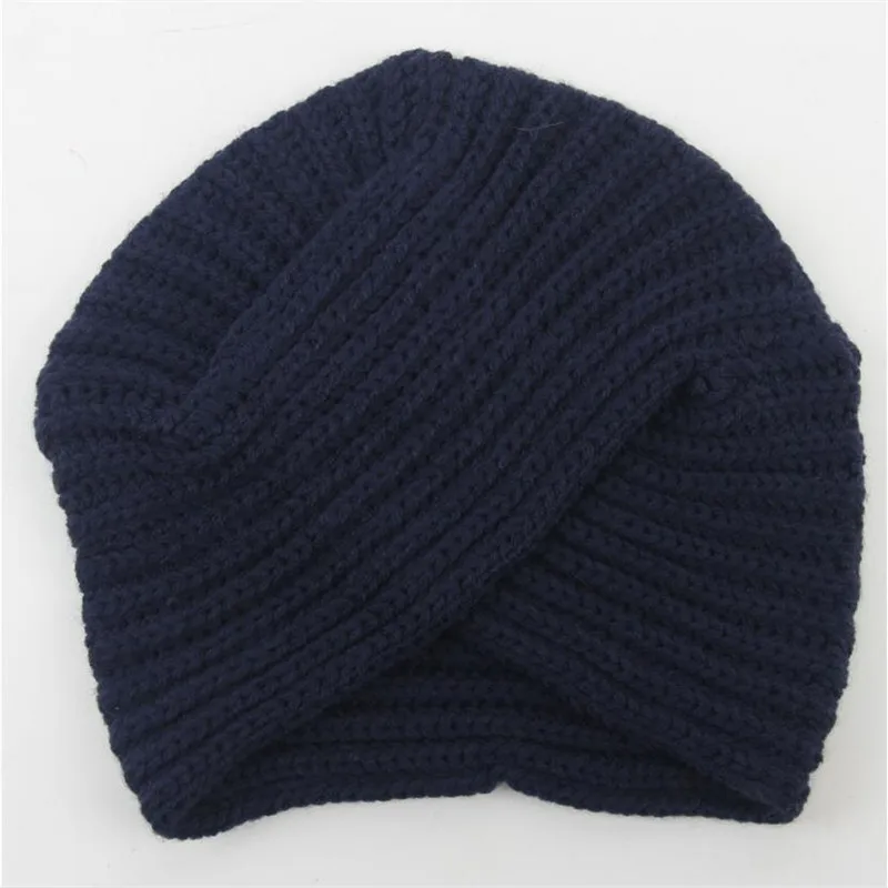 Женская трикотажная шапка тюрбан эластичная вязаная с перекрестной головкой