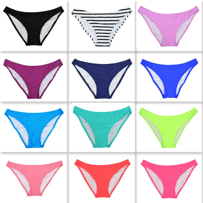 2019 New women swimwear high cut bottom briefs solid brazilian bikini sexy Bottoms Biquini Swimsuit Ruched thong | Спорт и