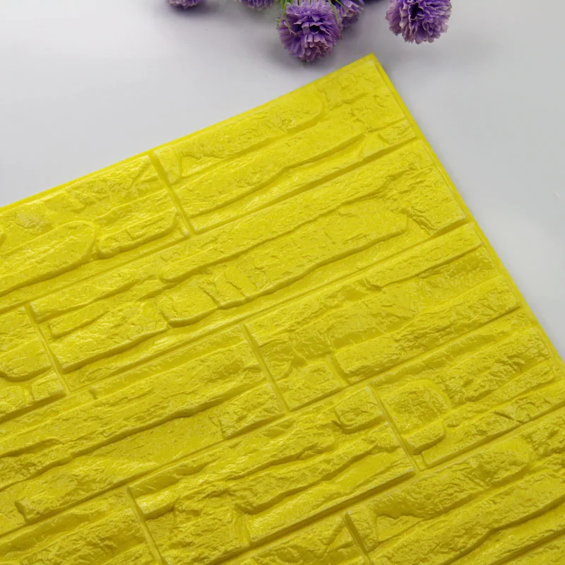 Цвет: желтый DIY самоклеющиеся 3D наклейки на кирпичную стену Декор для гостиной пенопластовое водонепроницаемое покрытие для стен обои для телевизора фон для детской комнаты - Цвет: Цвет: желтый
