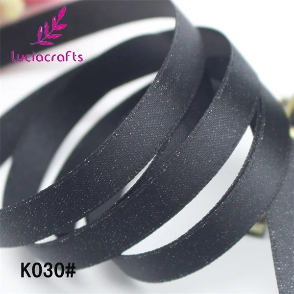 Lucia crafts 6/10/15/22 мм сплошной Цвет полиэстер рождественская атласная лента своими руками шитьё вручную Материал DIY Швейные аксессуары Q0603 - Цвет: K030 black 5y