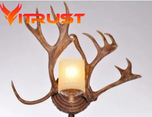 Ретро смолы рога Настенные светильники настенные лампы оленя свечи настенный