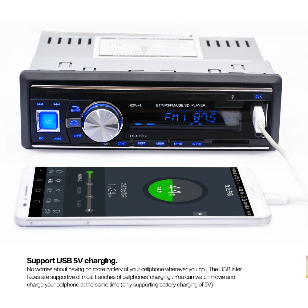 12 В автомобильный аудио Радио Стерео 10 м расстояние передачи FM Bluetooth V2.0 USB SD Mp3