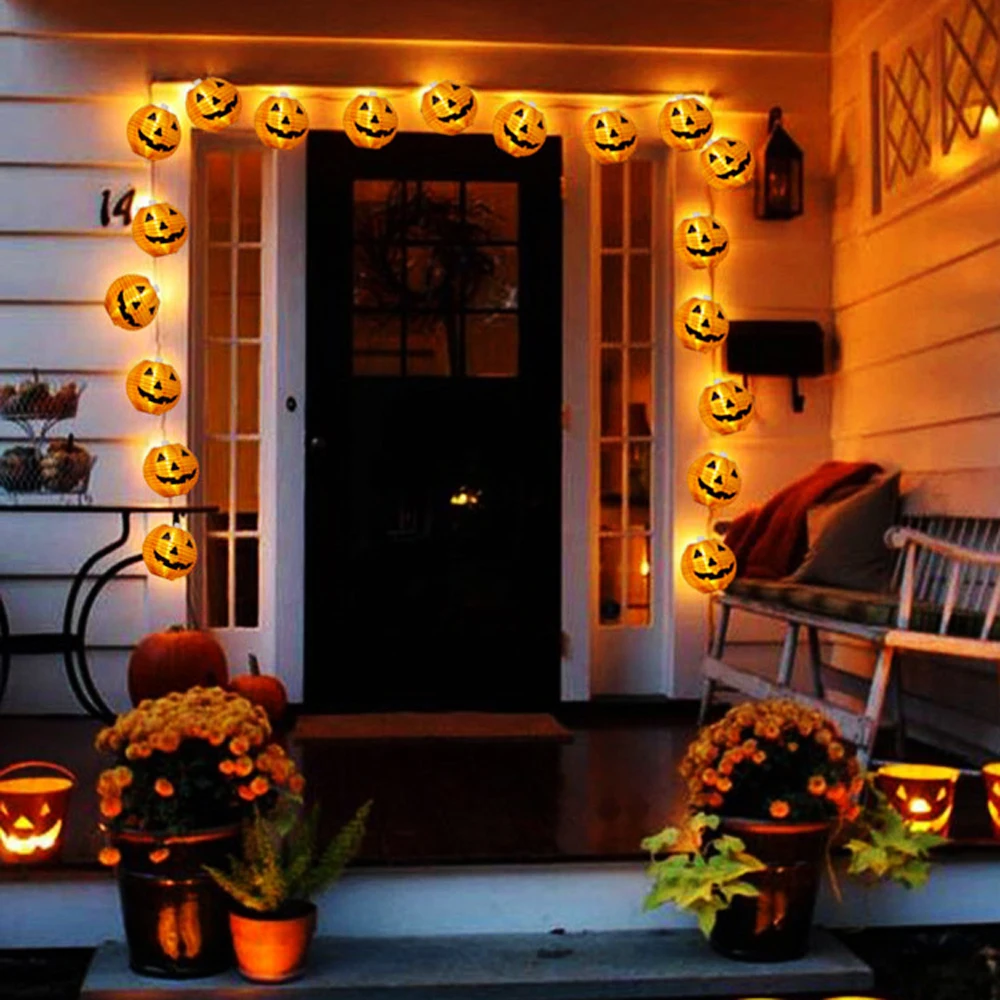 

1 Set 10 LEDs Halloween Pumpkin String Lights 3D Halloween Lantern Party Home DIY Decor 1.2M Warm White Battery Operated Light