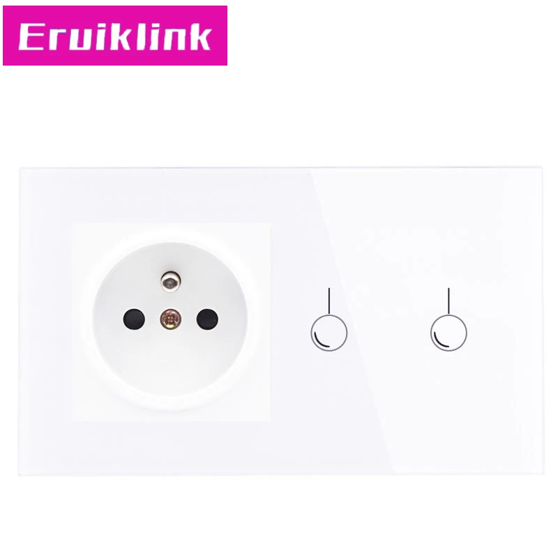 Eruiklink AC220 ~ 250 В белый кристалл стеклянная панель настенный выключатель света 16A