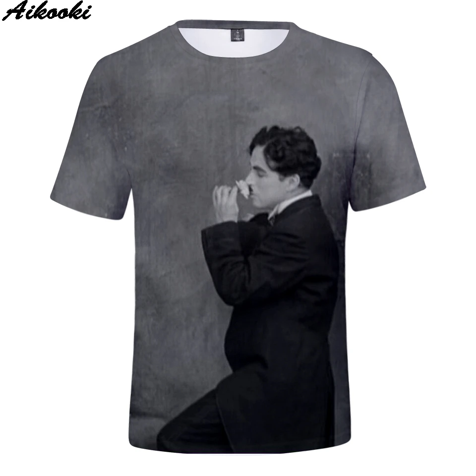 Классические футболки Chaplin 3D мужские/женские Korte Mouw Zomer Mannen Harajuku с принтом chaplin Cool t