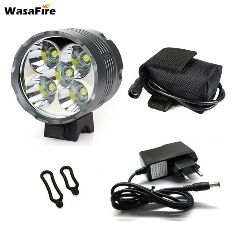 Светодиодный велосипедный передний светильник WasaFire, 5* XM-L-T6, фонарь, головной светильник, 7000 люмен, фара для велосипеда, 8,4 в, 9600 мА/ч, 18650 батарея, светильник для бега s