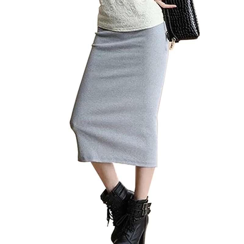 Женская длинная юбка карандаш LU356 осенняя сексапильная обтягивающая с шерстяной