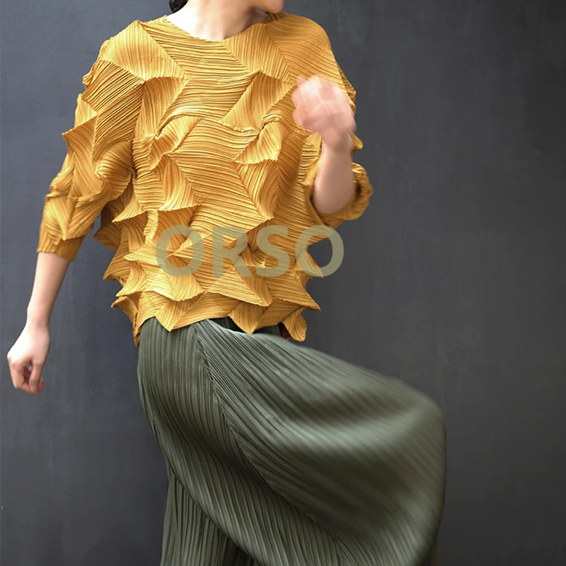Женская свободная футболка Changpleat однотонная плиссированная с рукавом 2019 большие