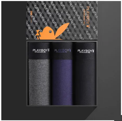 Playboy мужской боксер дышащий шелк светло-голубого цвета Молодежная индивидуальность Tide летние мальчики угловые шорты голова треники - Цвет: Черный