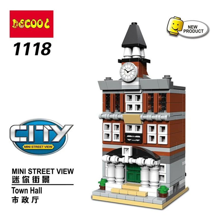 

6set/lot DECOOL Mini street view Town Hall Pet shop Palace Cinema Paris Restaurant Building Blocks Toys For Children's Gifts