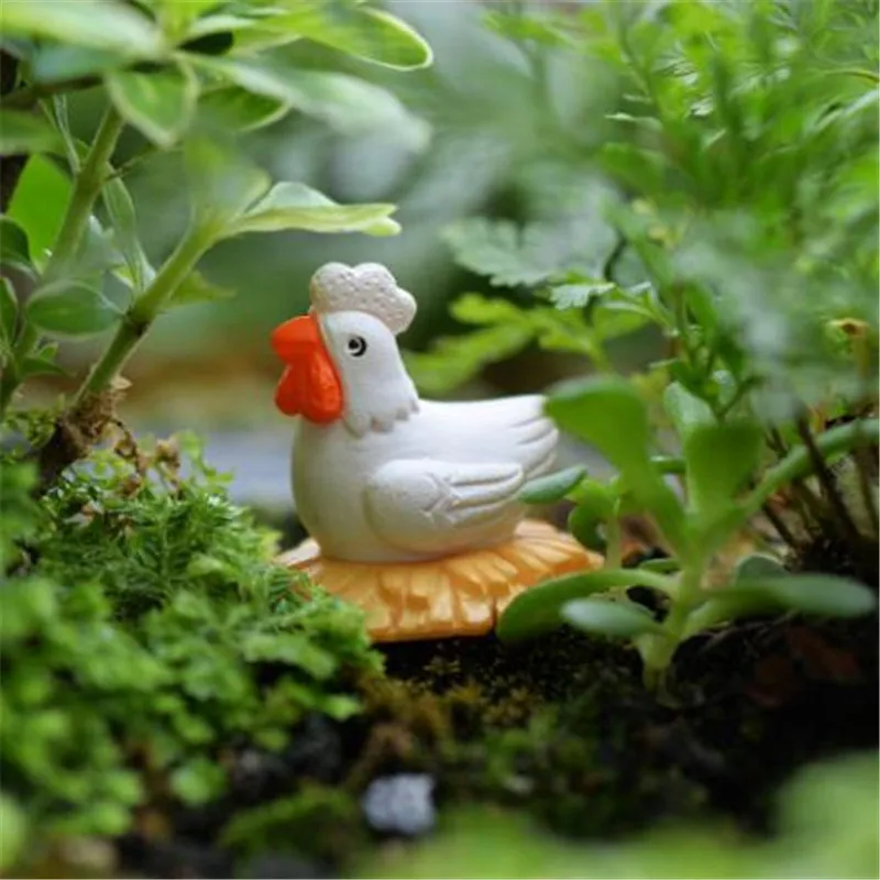 Mini cartoon animal 26mm chicken DIY resin small ornaments Moss microlandscape Decoration Christmas gift free shipping | Дом и сад