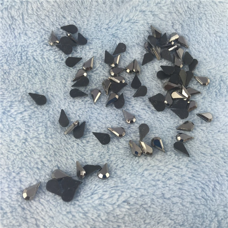 5*8MM 50pcs Hot Fix Rhinestone Drop shaped Gunmetal Special-shaped Strass Crystal and Stones For Dress Crafts | Дом и сад