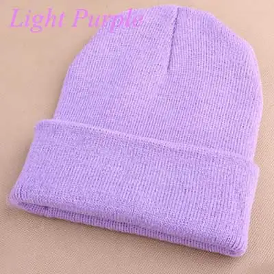 Light Purple Зимние шапки для женщин, вязанная неоновая шапка для мужчин, в стиле хип-хоп, карамельный цвет, хлопковая вязаная шапка, s, модная, Skullies Beanies, вязаная шапка, мягкая шапка - Цвет: Light Purple