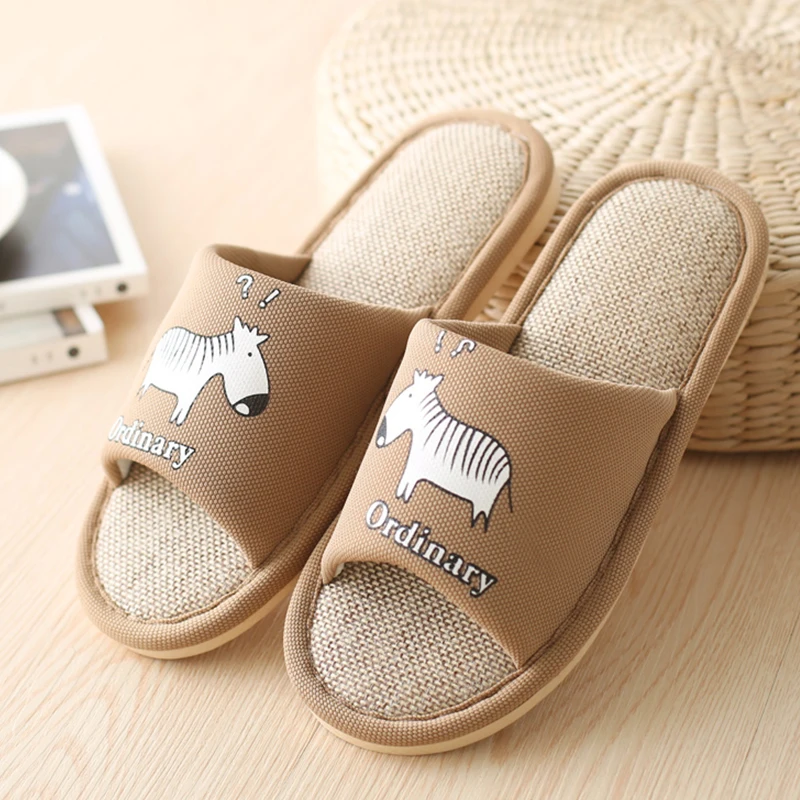 Летние льняные тапочки для мужчин домашняя обувь скользкие толстые Хлопковое