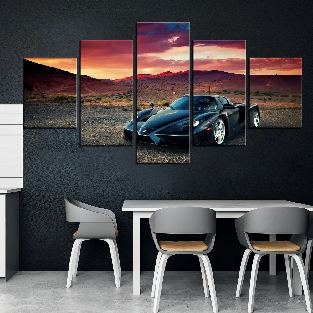 5 шт. плакаты на холсте с изображением Спортивного Автомобиля Ferrari Enzo и Sunset | Дом