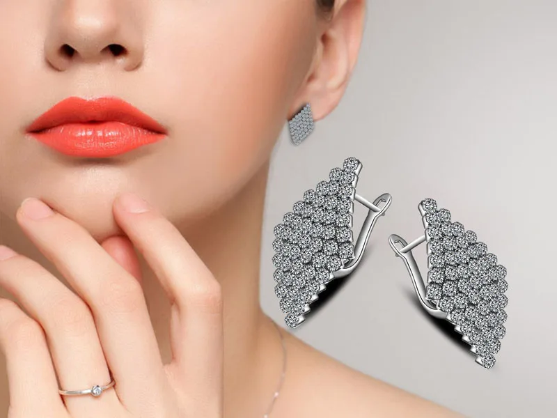 Женские серьги гвоздики с ромбовидным синим кристаллом|crystal stud earrings|fashion earringsstud