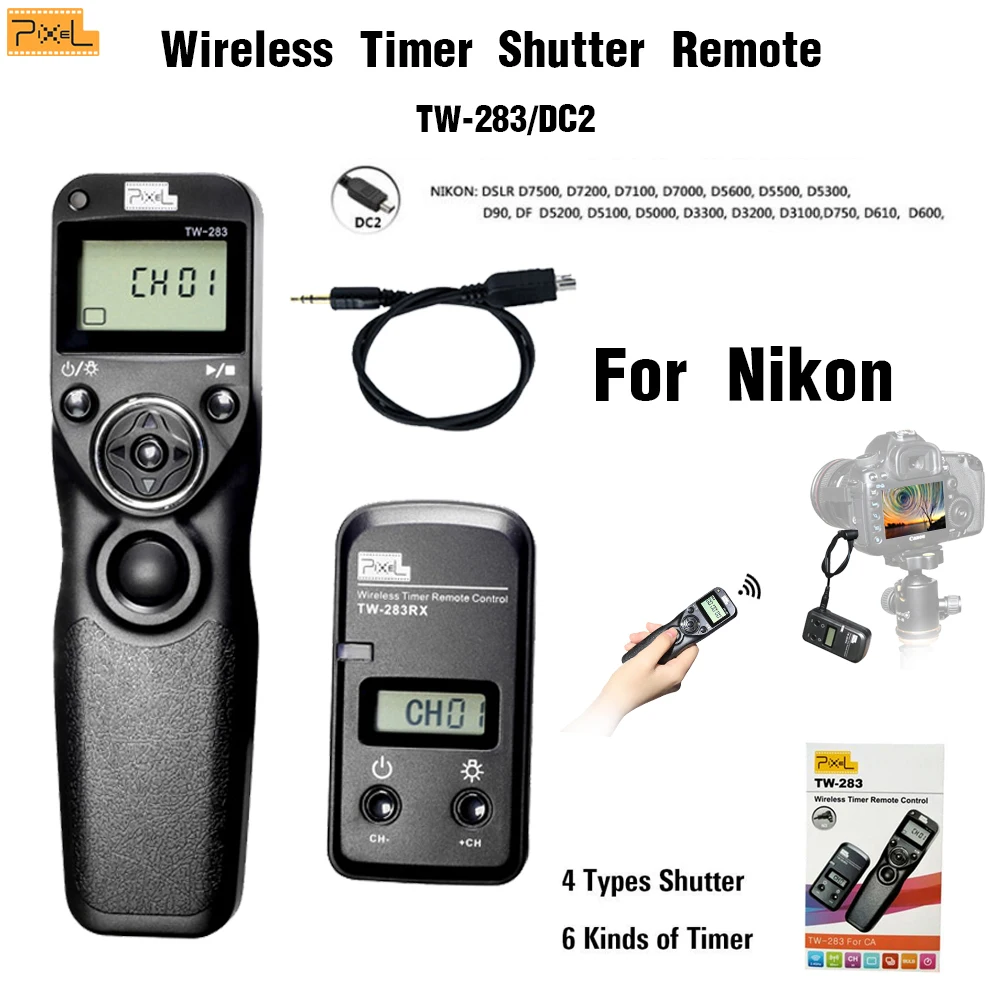 Pixel TW 283/DC2 беспроводной пульт дистанционного управления таймером для Nikon D610 D750 D7100
