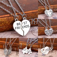 2 pcs fashion heart puzzle key lock best friends bff necklace friendship for women men jewelry pendant necklaces chain collier