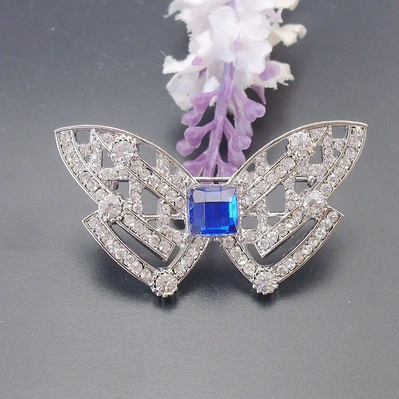 Женская Брошь бабочка в стиле Одри Хепберн синяя брошь с кристаллами стразы:
