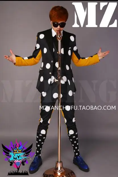 

S-5XL 2020 New Male clothing singer fashion dj Bright rose red spell black single layer collar slim suit bar Men Stage costumes