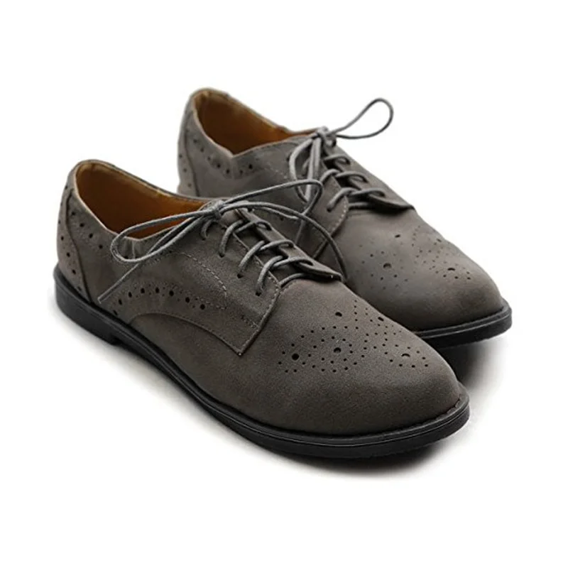 Винтажная обувь темно серого цвета женские туфли оксфорды на шнурках комфортная