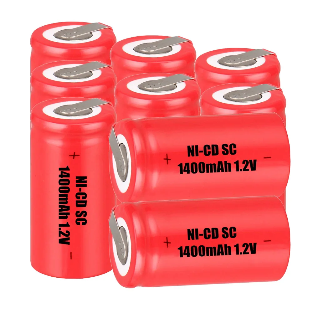 Самая низкая цена 9 шт аккумулятор SC 1 2 v батареи перезаряжаемые 1400 mAh nicd Батарея