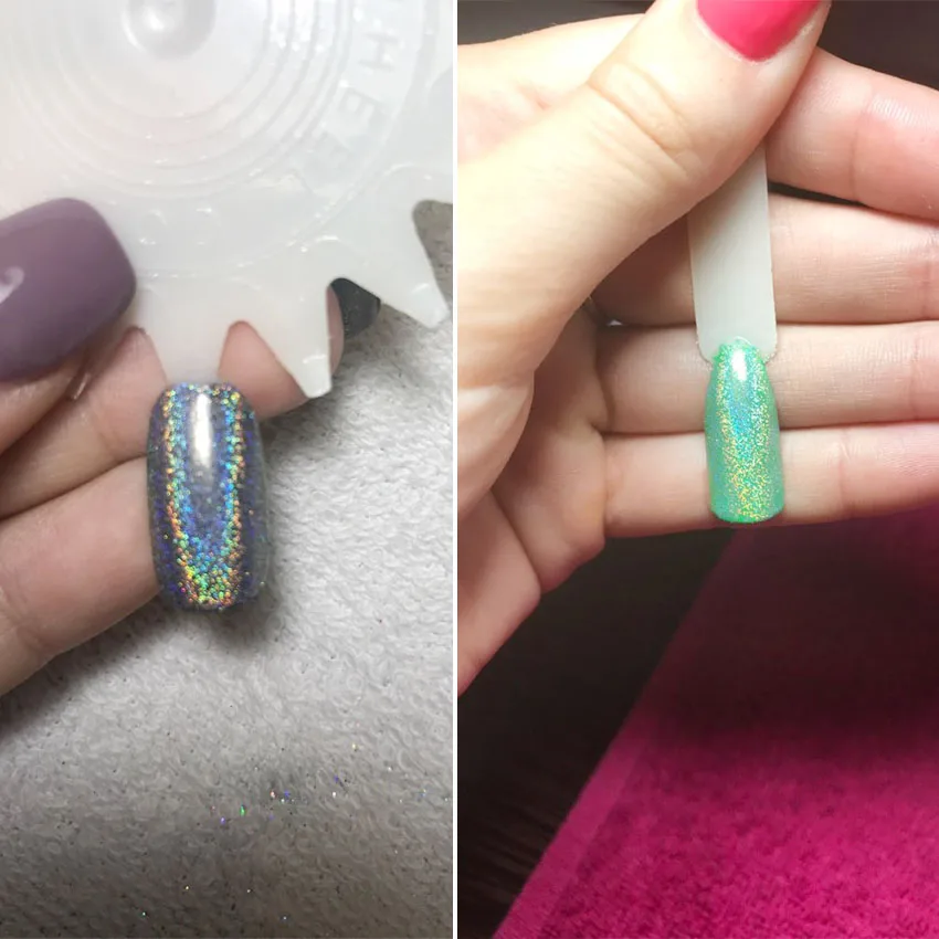 Голографическая Радуга лазерный ногтей Порошковая голографическая серебристый