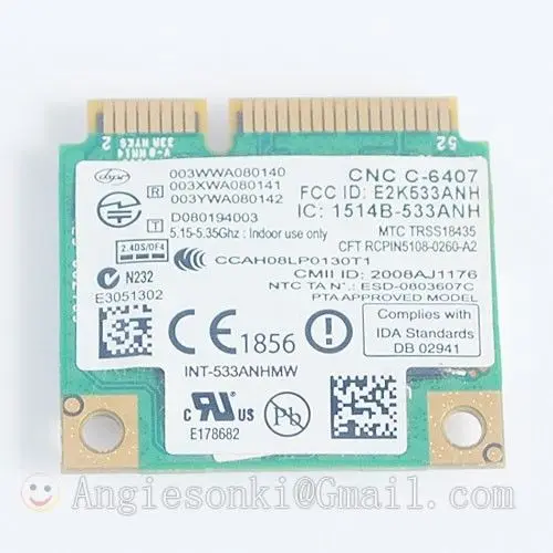 

WiFi Link 5300 Mini PCIe 450M 802.11a/b/g/n Wireless Card 0KW374 533ANHMW MIMO for Dell Intel Ultimate-N 1310 1710 2510 E5400
