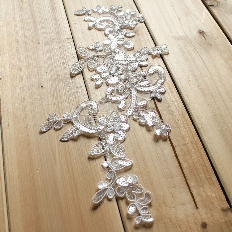 10 шт./лот белая аппликация с блестками кружевная нашивка цветок сделай сам