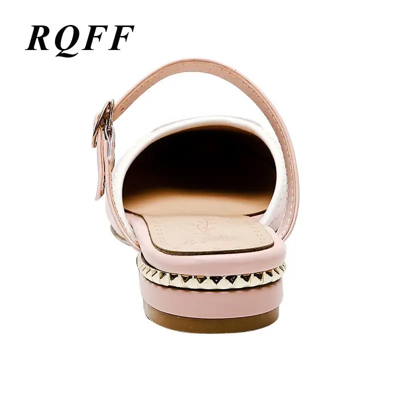 Летние шлепанцы обувь без задника женские из искусственной кожи с закрытым